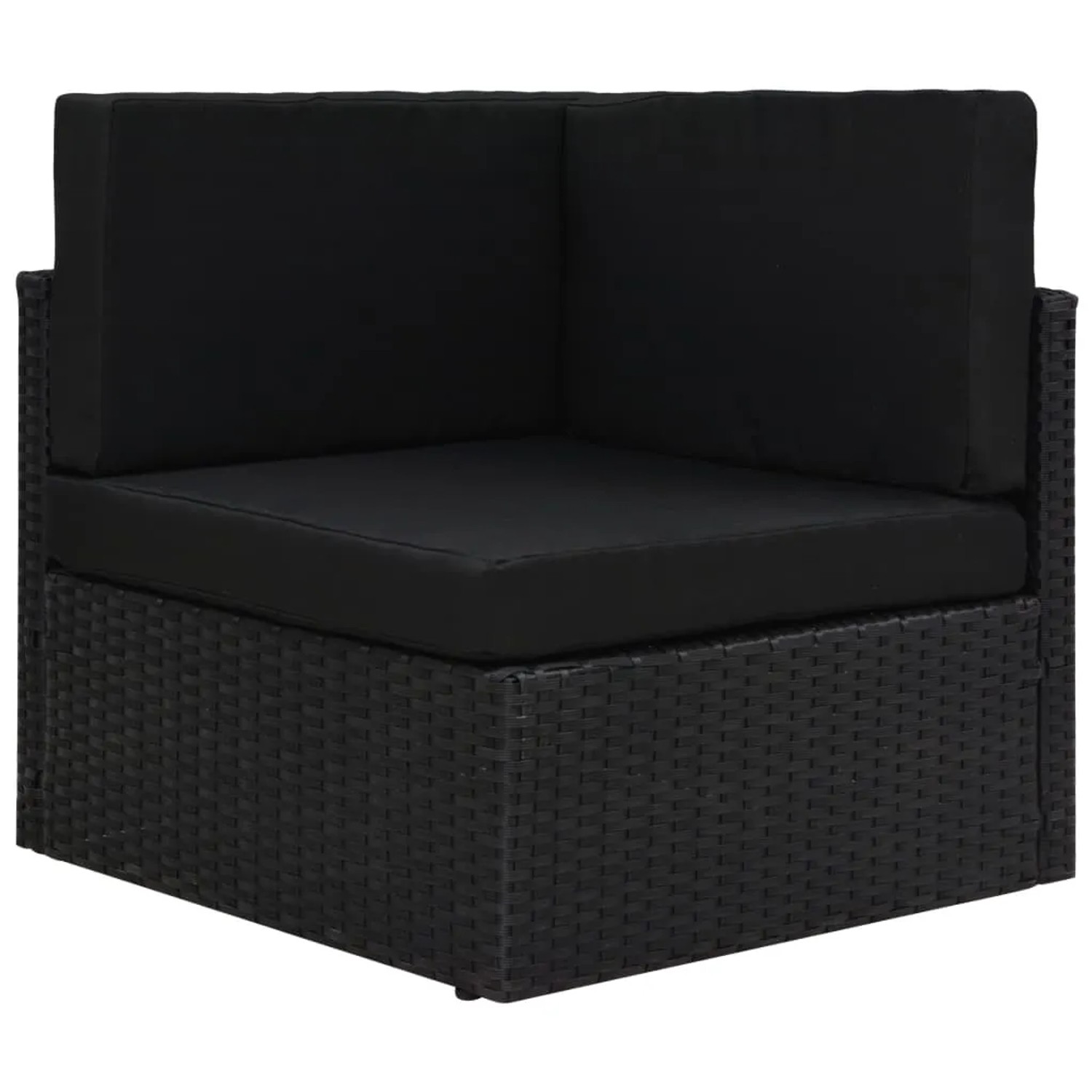 Schwarzes Eckteil aus Polyrattan für vidaXL Gartenmöbel-Set.