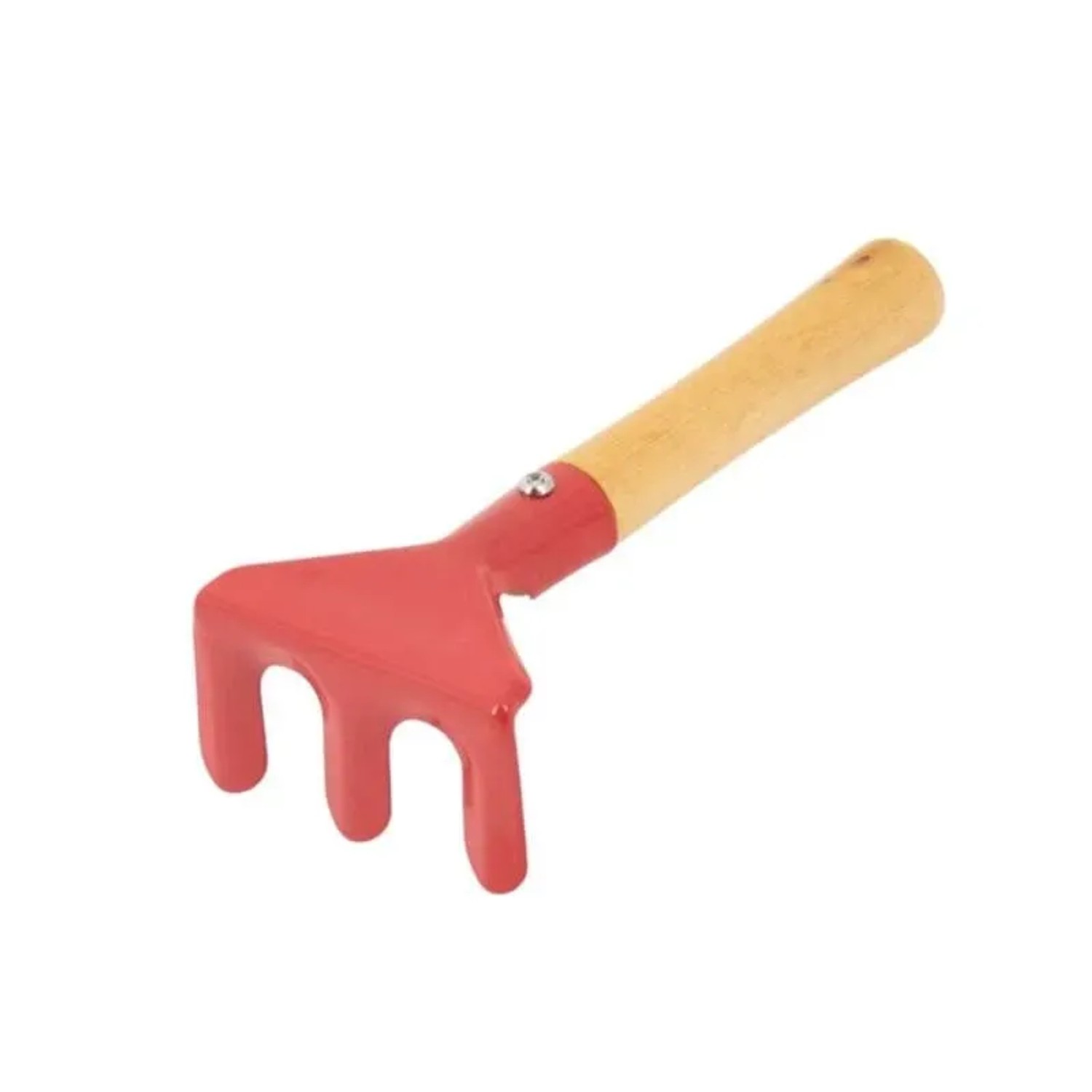 Galaflor Kinder Harke aus Metall mit Holzgriff, rot.