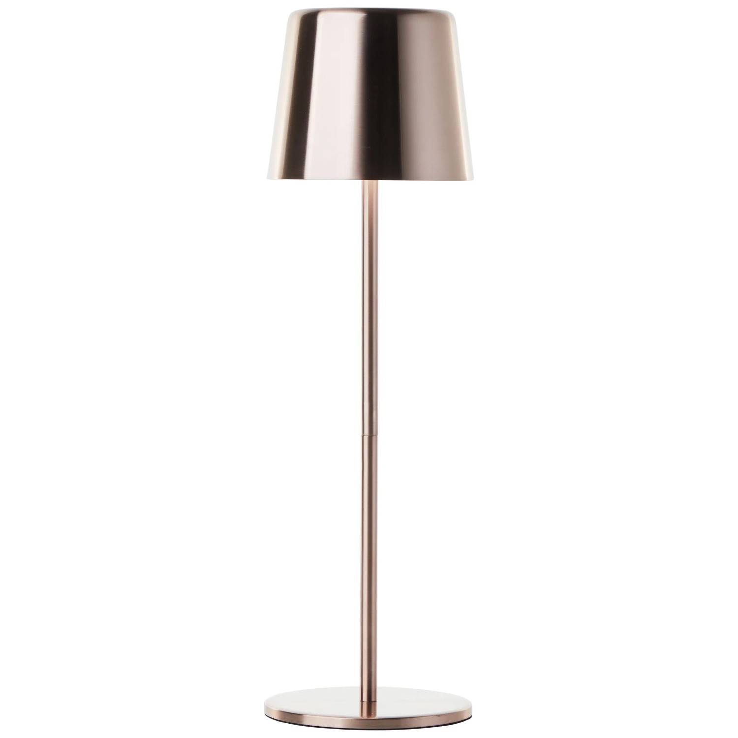 Elegante Brilliant Akku-Tischleuchte Xaana in hellem Kupfer. LED-Tischlampe für Innen & Außen, dimmbar.