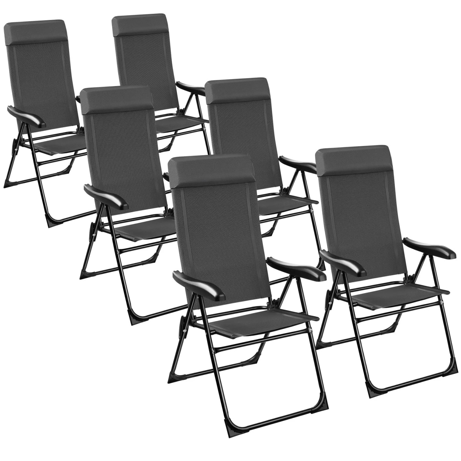 Tectake Campingstuhl Müritz Klappbar Textilene Gewebe  Stahlgestell Mit Aluminium Ummantelung  65 x 57 x 112 cm Anthrazit