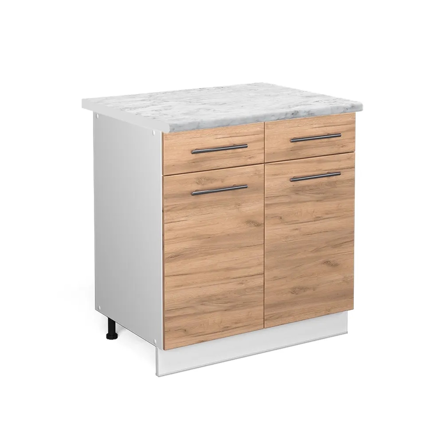 Vicco Küchenunterschrank Fame-Line Goldkraft Eiche/Weiß 80 cm AP Marmor