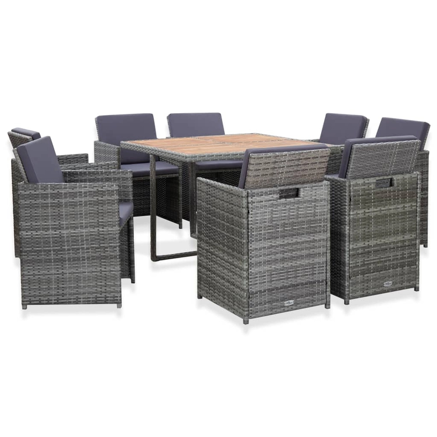 vidaXL 9-tlg Garten-Essgruppe mit Auflagen Poly Rattan Anthrazit