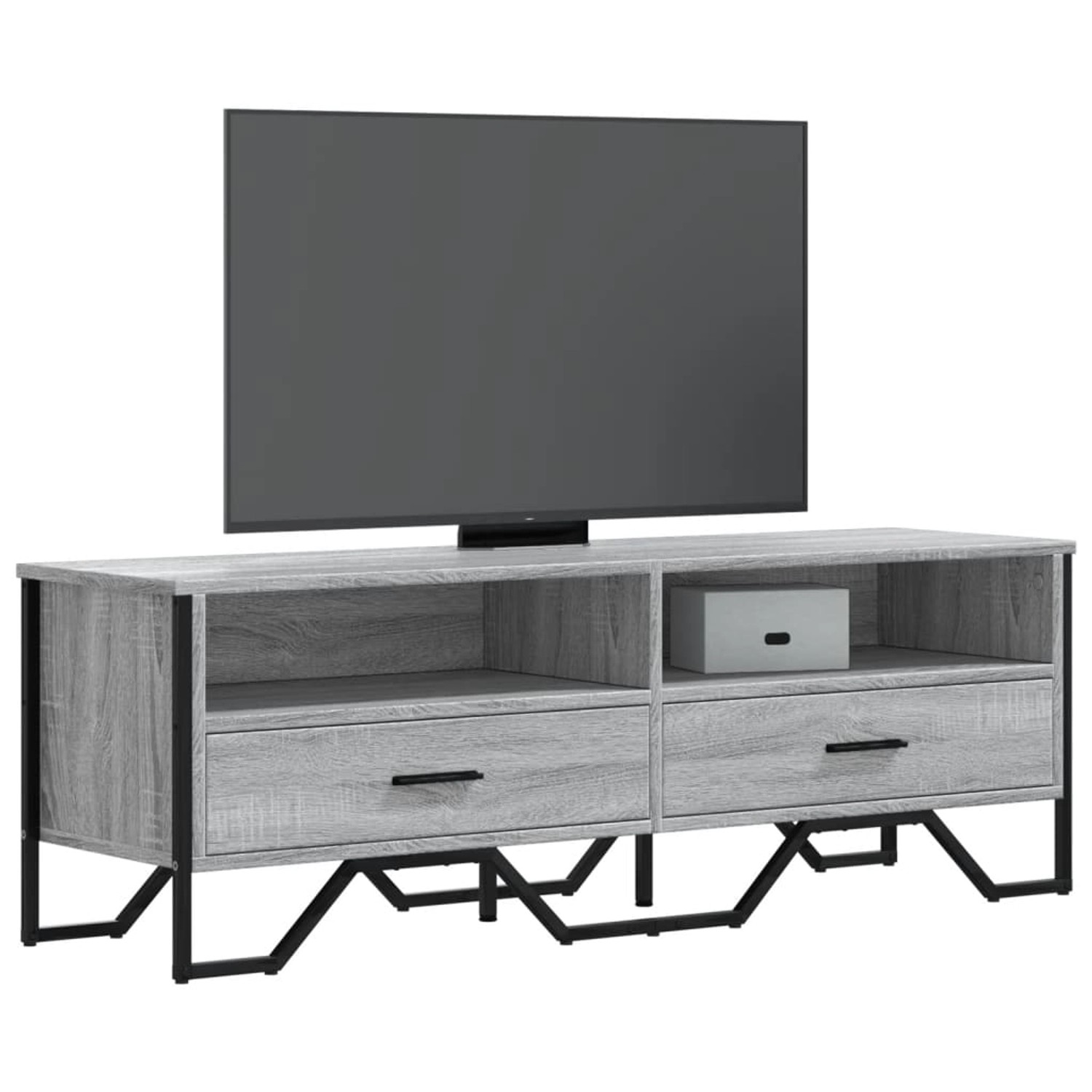 VidaXL TV-Schrank Grau Sonoma, 122 cm breit, mit Schubladen und offenen Fächern. Modernes Design.