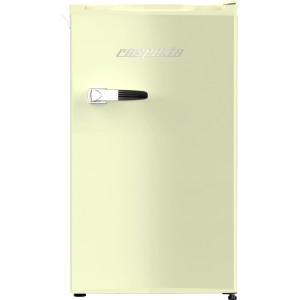 Respekta Kühlschrank Rico im Retro-Design, Farbe Cream. Kompakter Kühlschrank mit Griff und Logo.