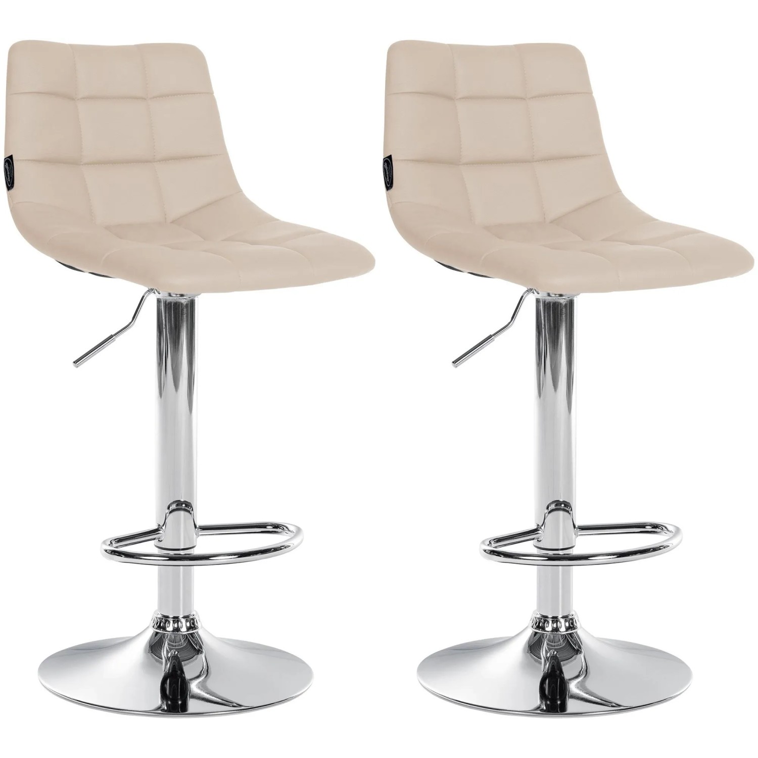 DELUKE Barhocker 2er Set DUBAI Creme Kunstleder Chrom Barstuhl Mit Lehne Tresenhocker Tresenstuhl