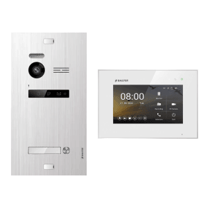 BALTER EVO-HD Video-Türsprechanlage für 1-Familienhaus, Türstation und 7" Monitor in Silber/Weiß.
