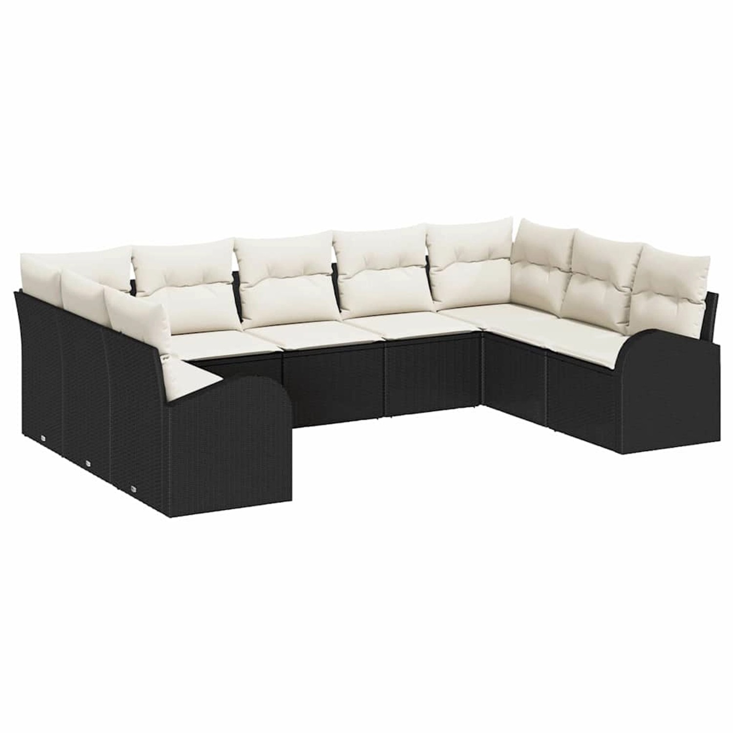 vidaXL Garten-Sofa-Set mit Kissen 9-Tlg Schwarz Weiß Poly Rattan 3354866 günstig online kaufen