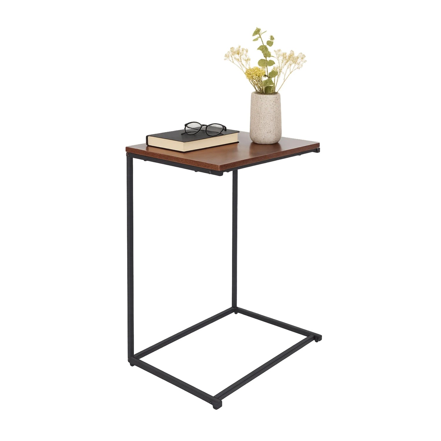 Relaxdays Beistelltisch C-Form Eisen MDF Schwarz 60 cm x 55 cm x 35 cm