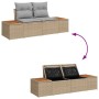Beiges 6-tlg. vidaXL Garten-Sofa-Set aus Rattan mit Stauraum und Tisch.