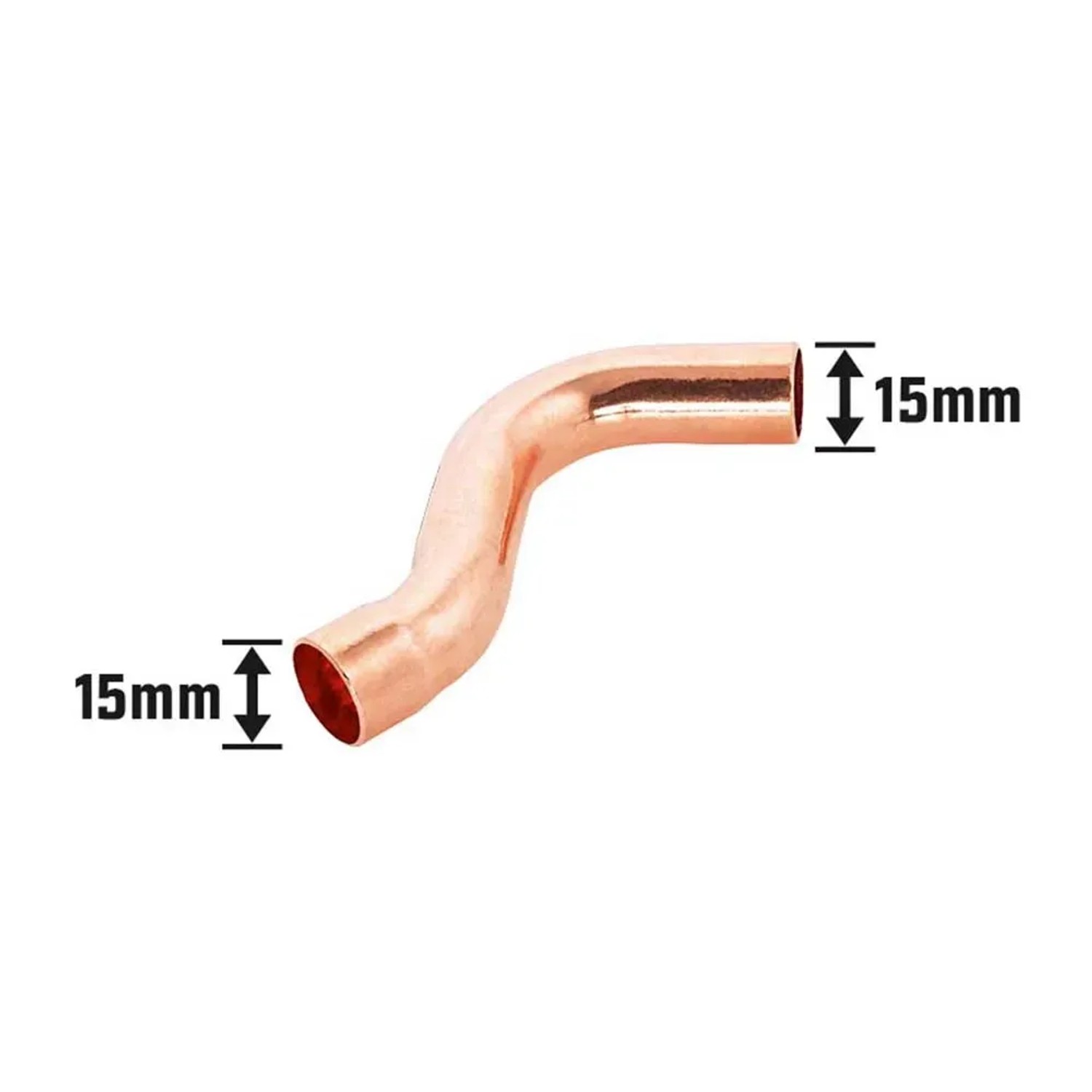 Löt-Überbogen aus Kupfer, Ø 15 mm, Fitting für Kupferrohre.