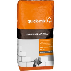Sack Quick-Mix Universalmörtel, 25 kg, Kalk-Zementmörtel zum Mauern und Putzen.