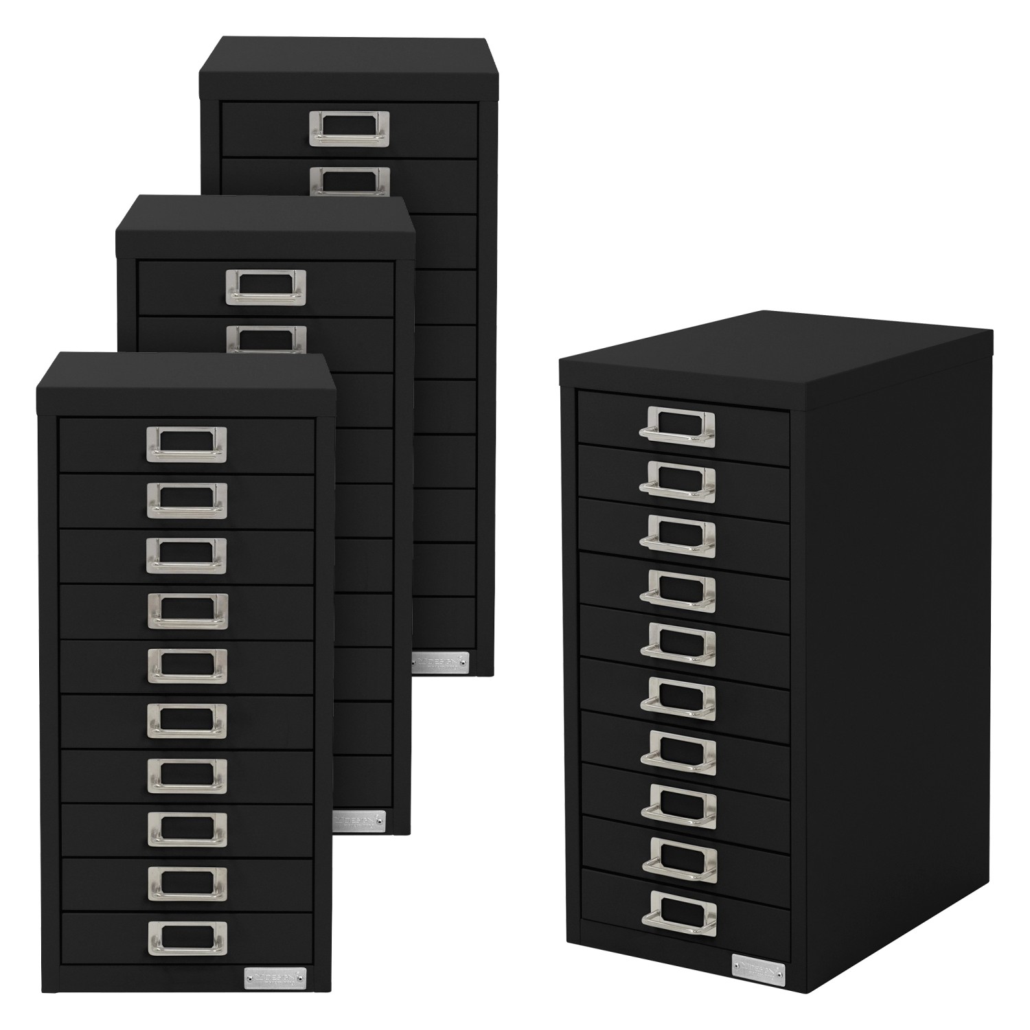 ML-Design 4Er Set Aktenschrank mit 10 Schubladen 28x38x60cm Schwarz günstig online kaufen