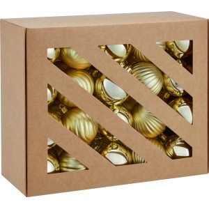 Set goldene Weihnachtskugeln, 6cm, 40 Stück, im Karton mit Sichtfenster.