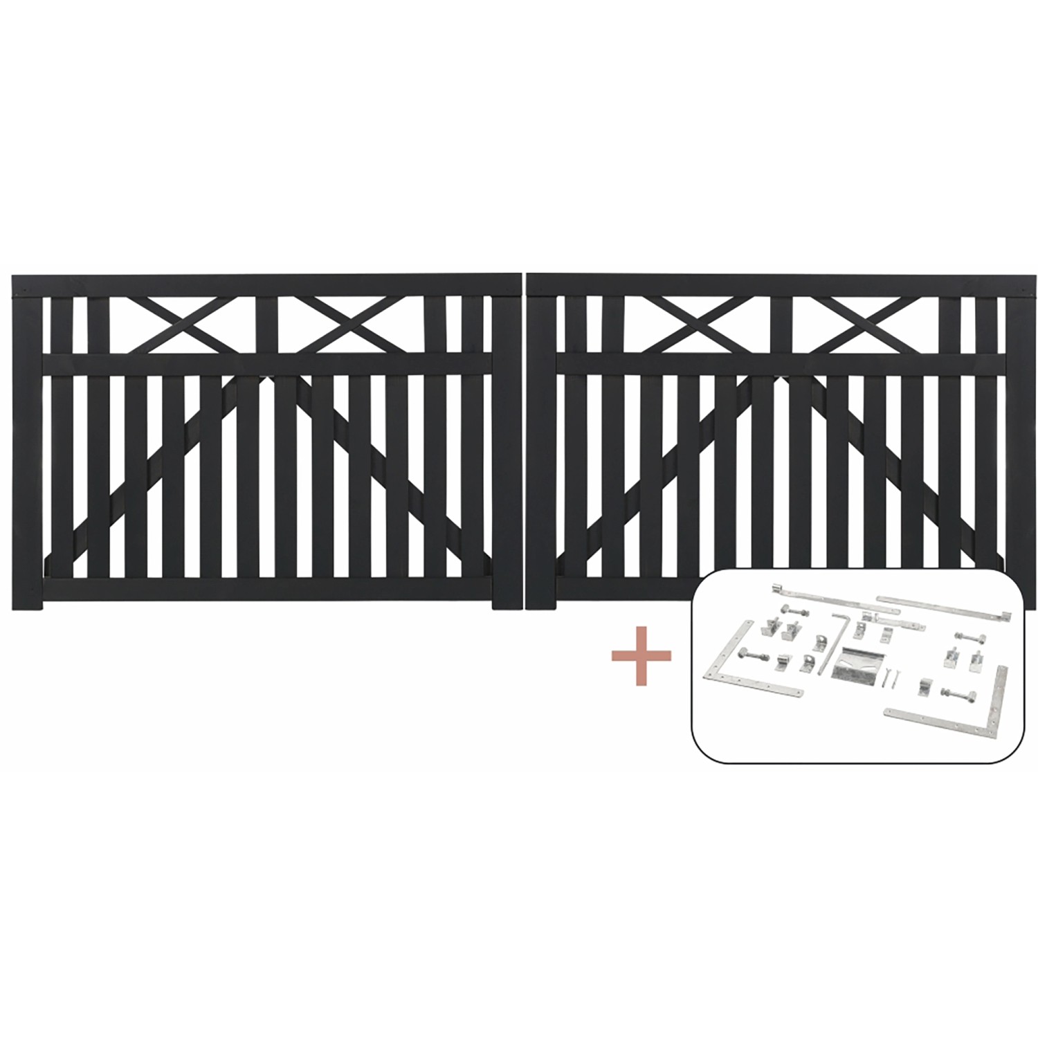 Doppeltor Vinesse Nadelholz Schwarz 300 cm x 98 cm günstig online kaufen