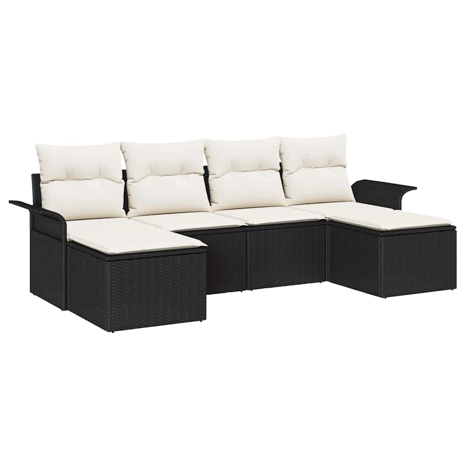 vidaXL Garten-Sofa-Set mit Kissen 6-Tlg Schwarz Poly Rattan 3345467 günstig online kaufen