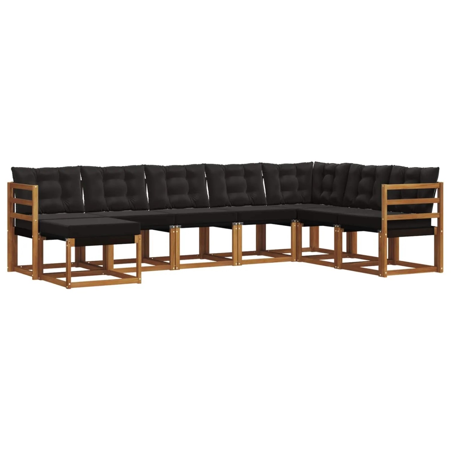 vidaXL Outdoor-Sofagarnitur mit Kissen 8-Tlg Natur und Schwarz 3368943