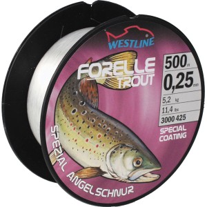 Westline Forelle Zielfischschnur, 0,25 mm, 500 m, klar, auf Spule. Ideal zum Angeln.