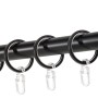 Schwarze Mydeco Gardinenstange mit Endstück Rag, Ø 2 cm, 110 cm lang, inklusive Ringe und Träger.