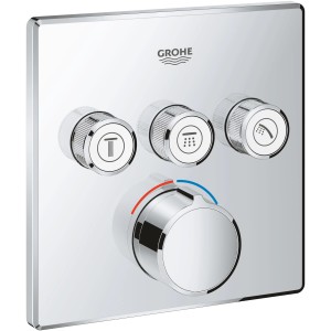 Grohe SmartControl Unterputzmischer, eckig, Chrom mit 3 Ventilen für Duscharmaturen.