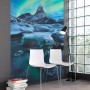 Komar Vlies Fototapete The Coronation (200x250 cm) mit Berglandschaft und Nordlichtern.