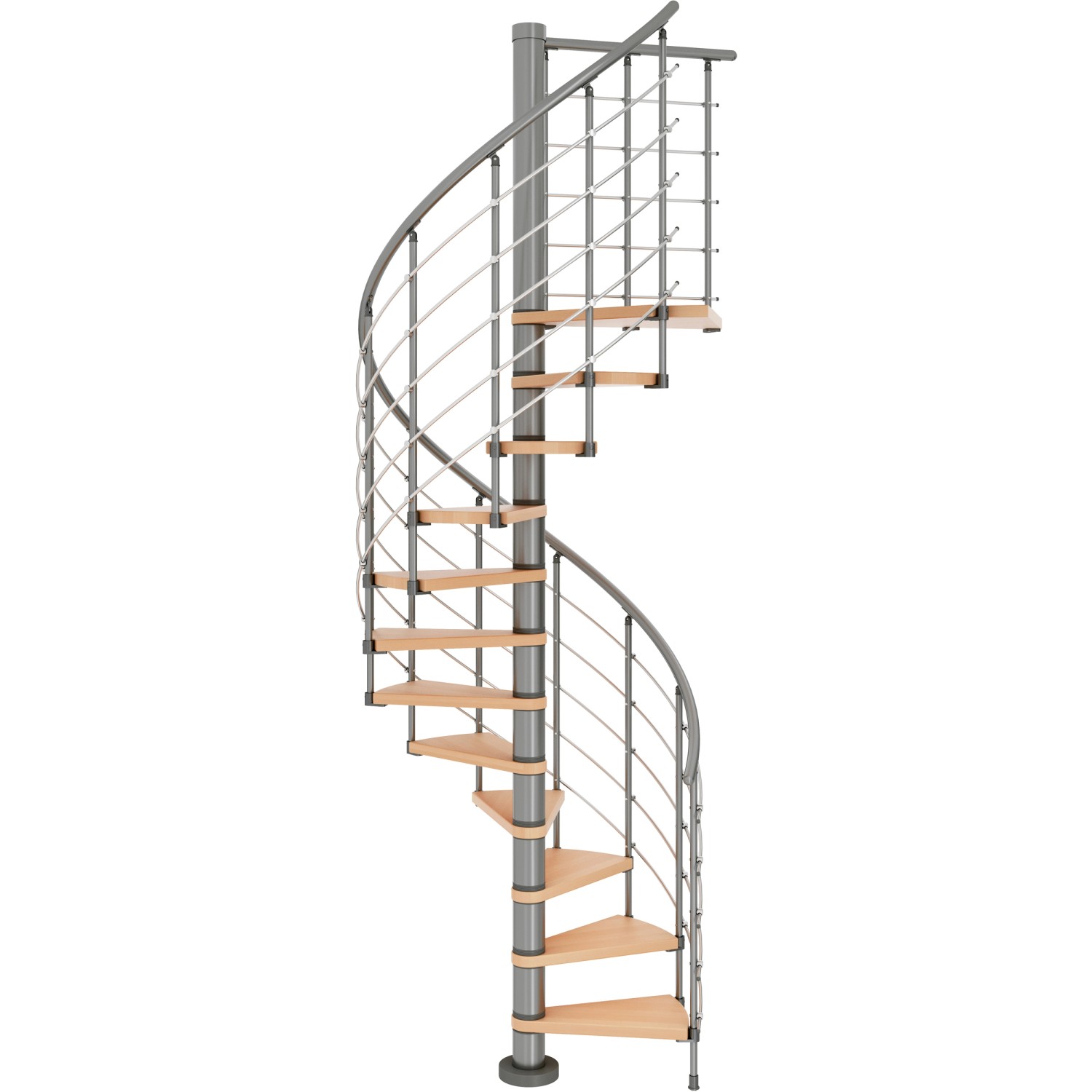 Dolle Spindeltreppe Oslo Ø 140 cm Metallelemente Grau 12 Stufen Buche FSC® günstig online kaufen