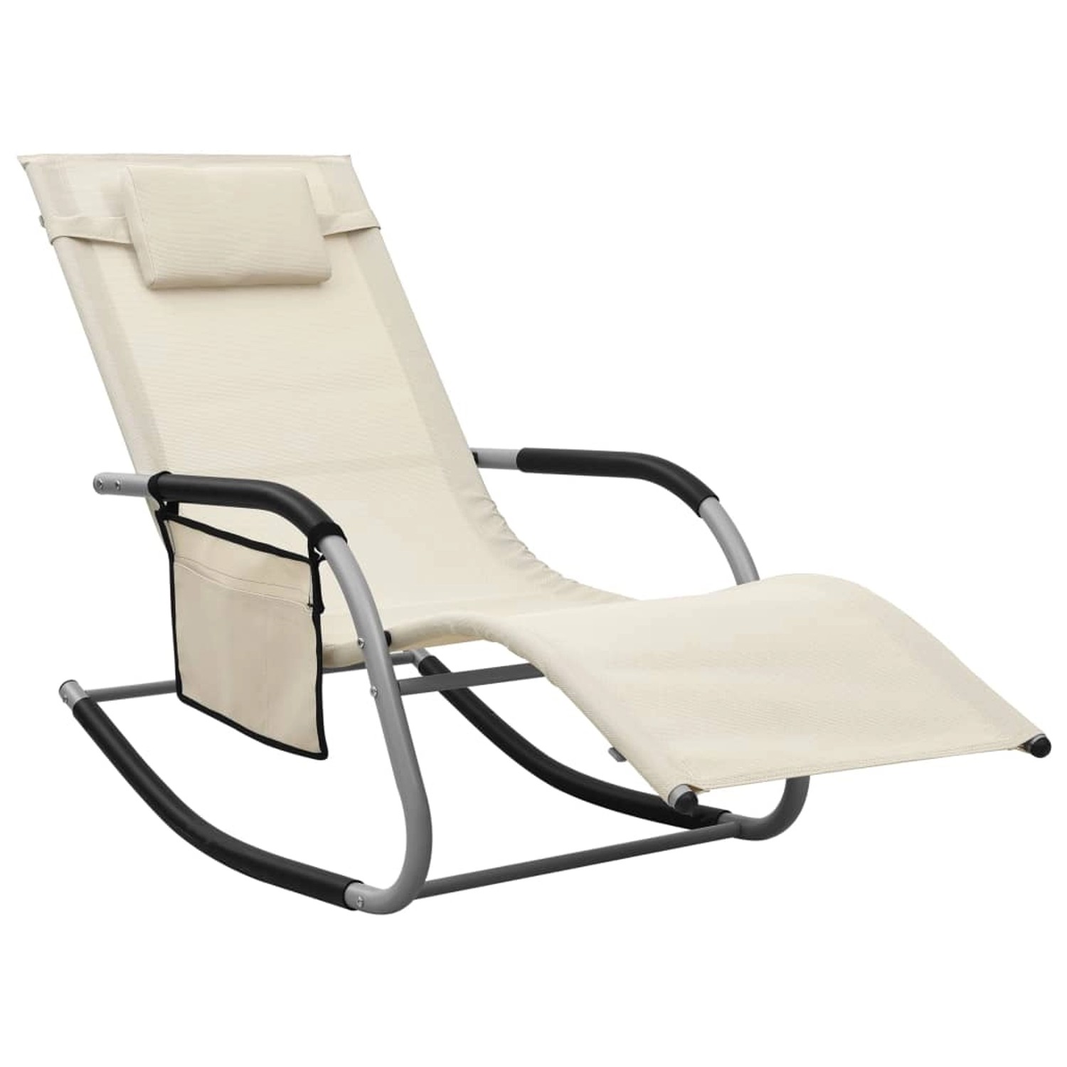 furnicato Sonnenliege Textilene Creme und Grau günstig online kaufen