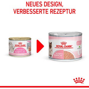 Royal Canin Mother & Babycat Mousse, Nassfutter für Katzenmütter und Kitten, 195g Dose.