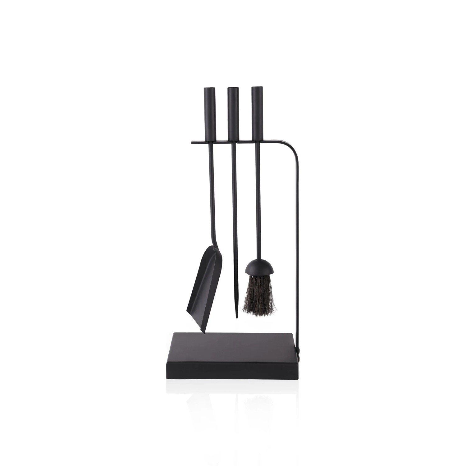 Relaxdays Kaminbesteck Eisen Schwarz 4-teilig mit Ständer 49,5 cm x 22,5 cm x 15 cm