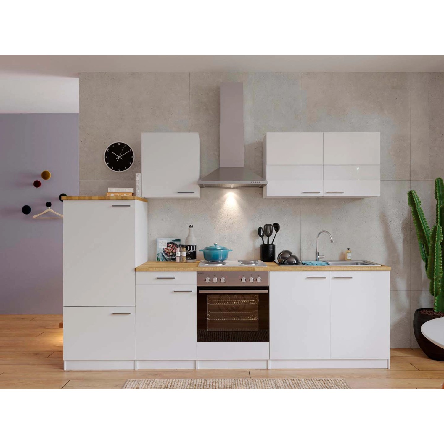 Respekta Küchenzeile/Küchenblock ohne E-Geräte 270 cm Weiß