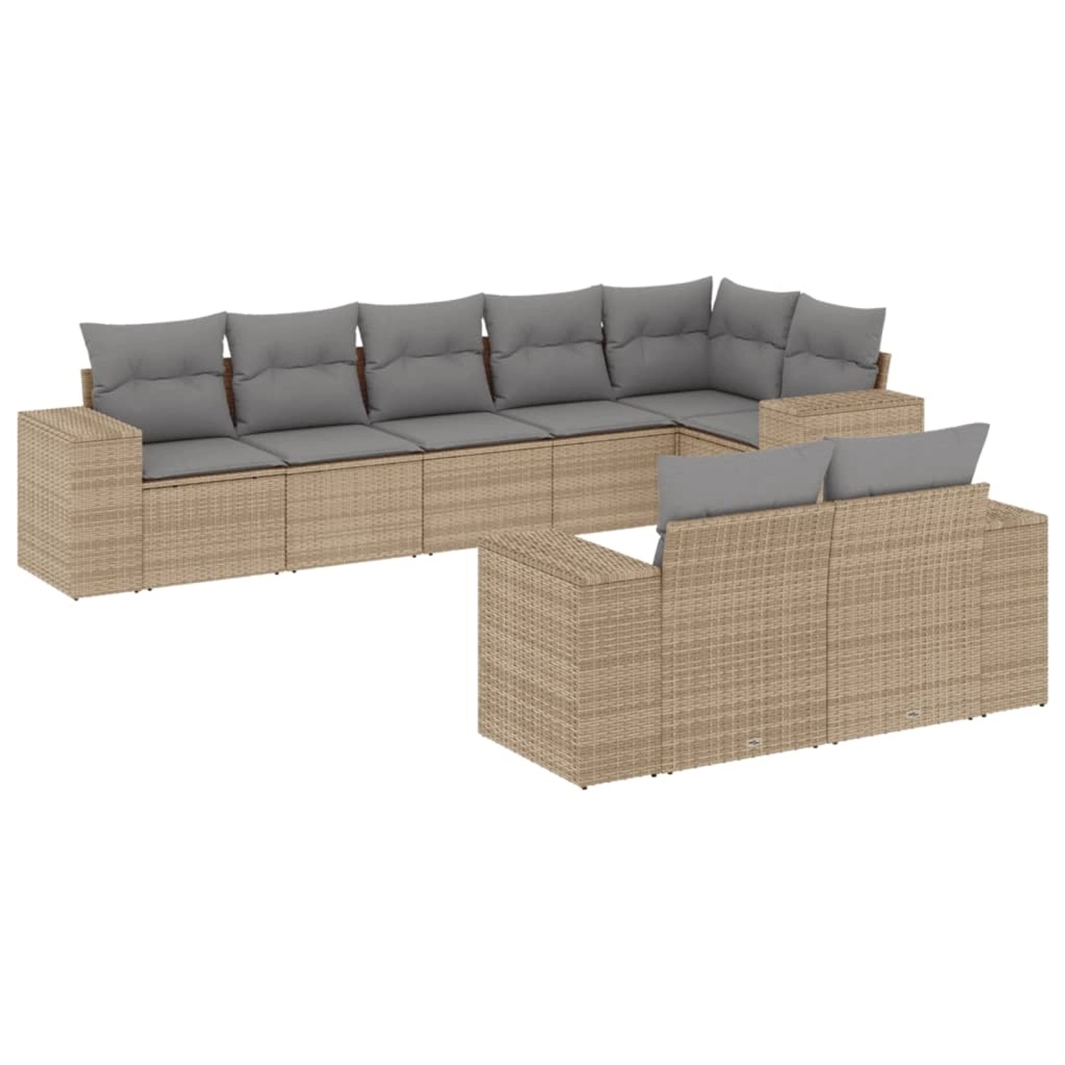 vidaXL 8-Tlg Garten-Sofagarnitur mit Kissen Beige Poly Rattan 3255156 günstig online kaufen