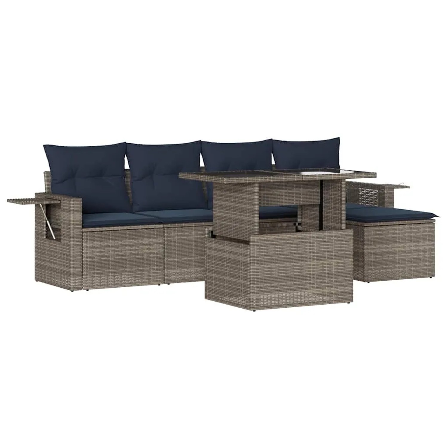 vidaXL 6-Tlg Gartensofa-Set mit Kissen Grau Polyrattan 3267871 günstig online kaufen