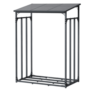 DELUKE Kaminholzregal Außen mit Dach ELOS 130x70x185cm Metallrahmen Brennholzregal Außen Brennholzunterstand Kaminholzunterstand