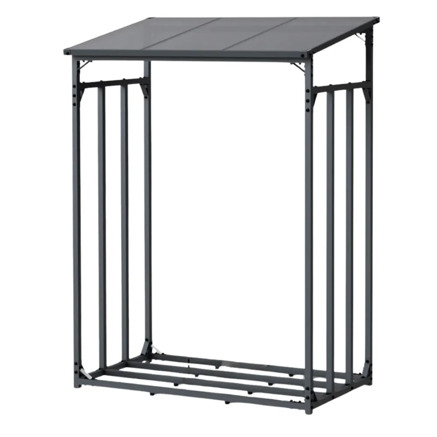 DELUKE Kaminholzregal Außen mit Dach ELOS 130x70x185cm Metallrahmen Brennholzregal Außen Brennholzunterstand Kaminholzun...