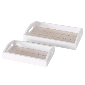2-teiliges, weißes Boltze Tablett-Set Conner aus Holz, ideal als Küchenhelfer und Deko.