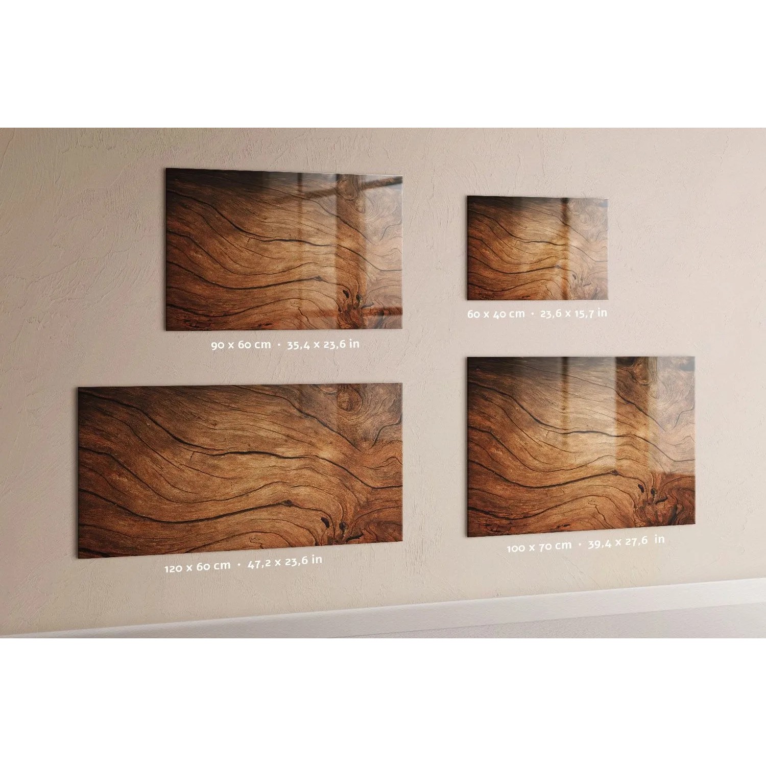 Tulup Glasmagnettafel Altes Holz, 100x70 cm. Magnetisches Whiteboard für Büro und Zuhause.