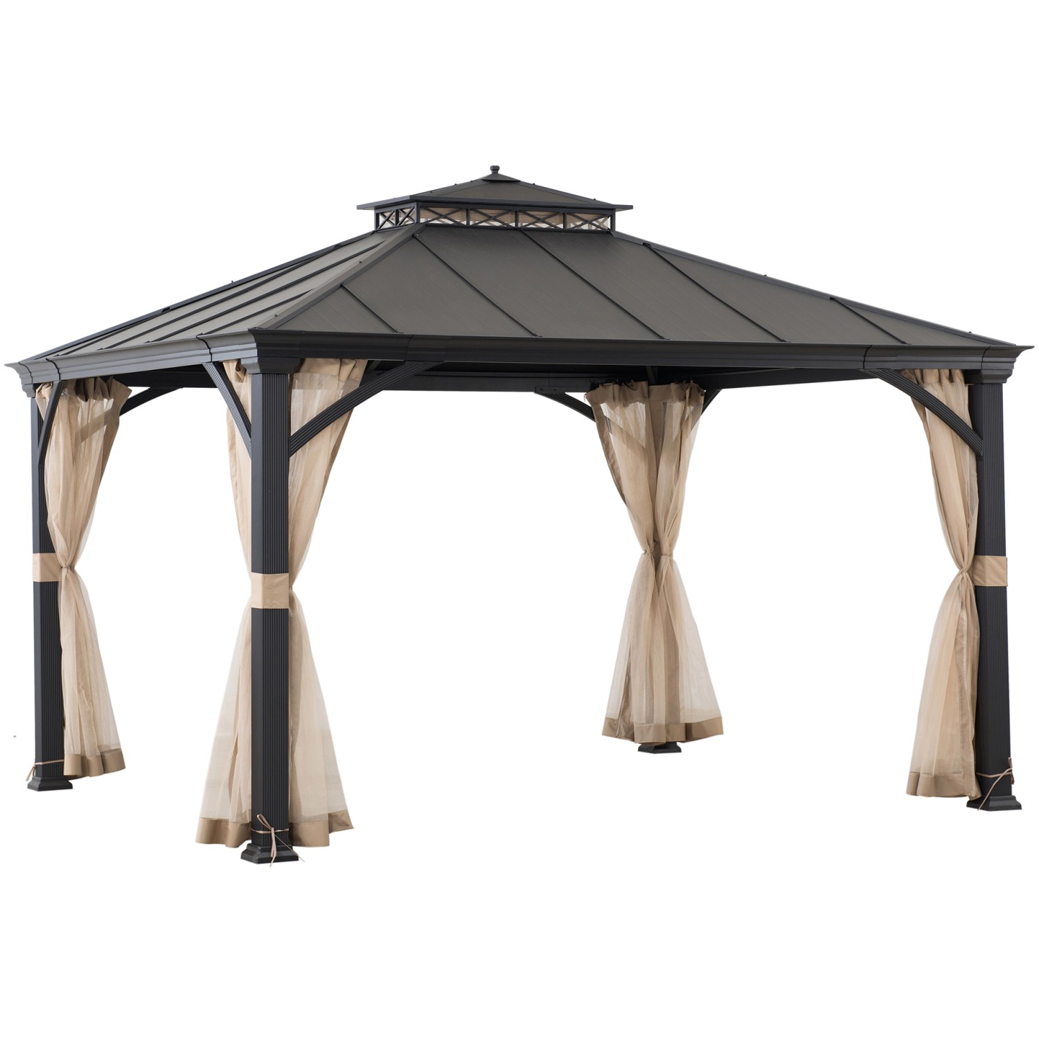 Sunjoy Gazebo Torre Zedernholz 385 cm x 324 cm Schwarz günstig online kaufen