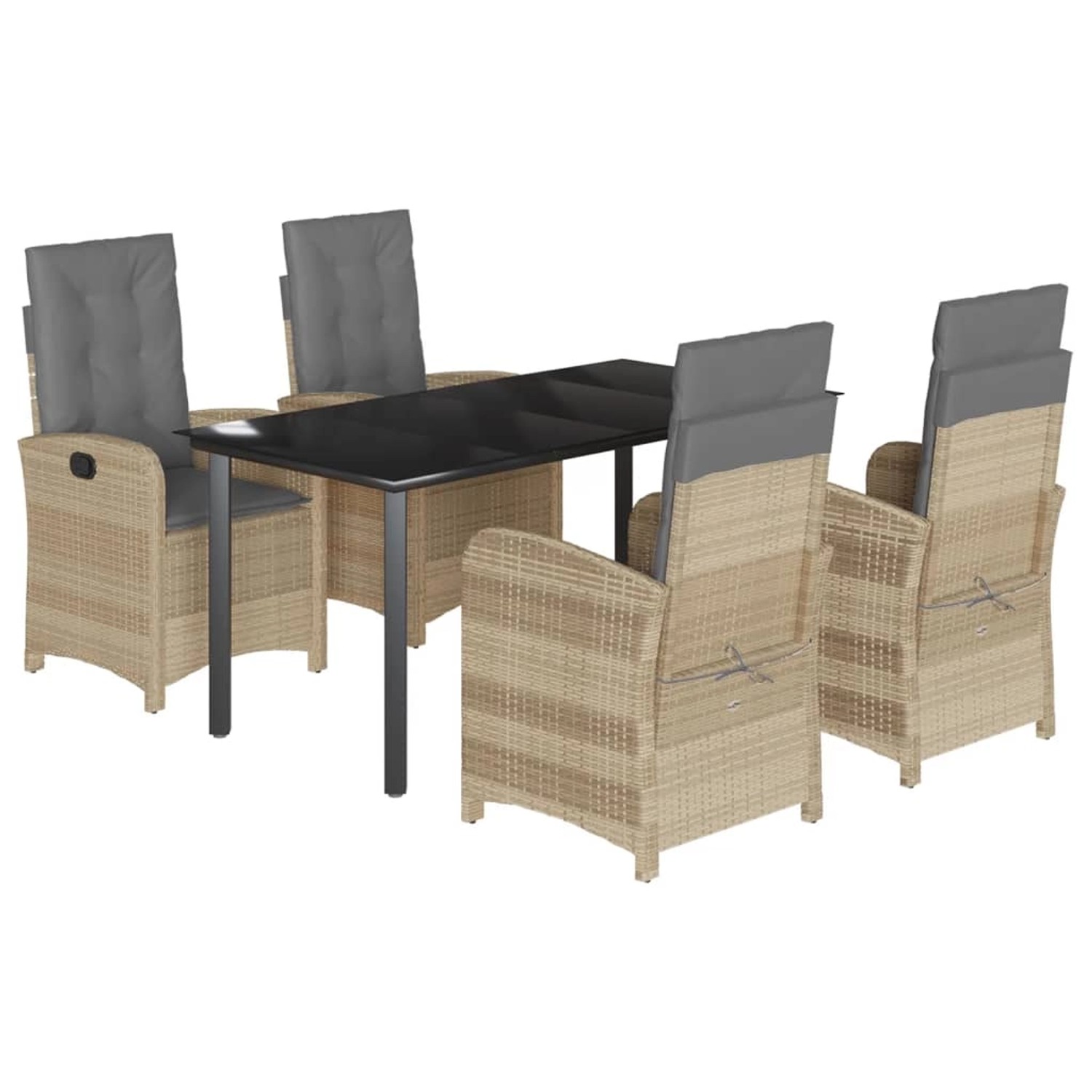 vidaXL 5-Tlg Garten-Essgruppe mit Kissen Beigemischung Poly Rattan 3212404 günstig online kaufen