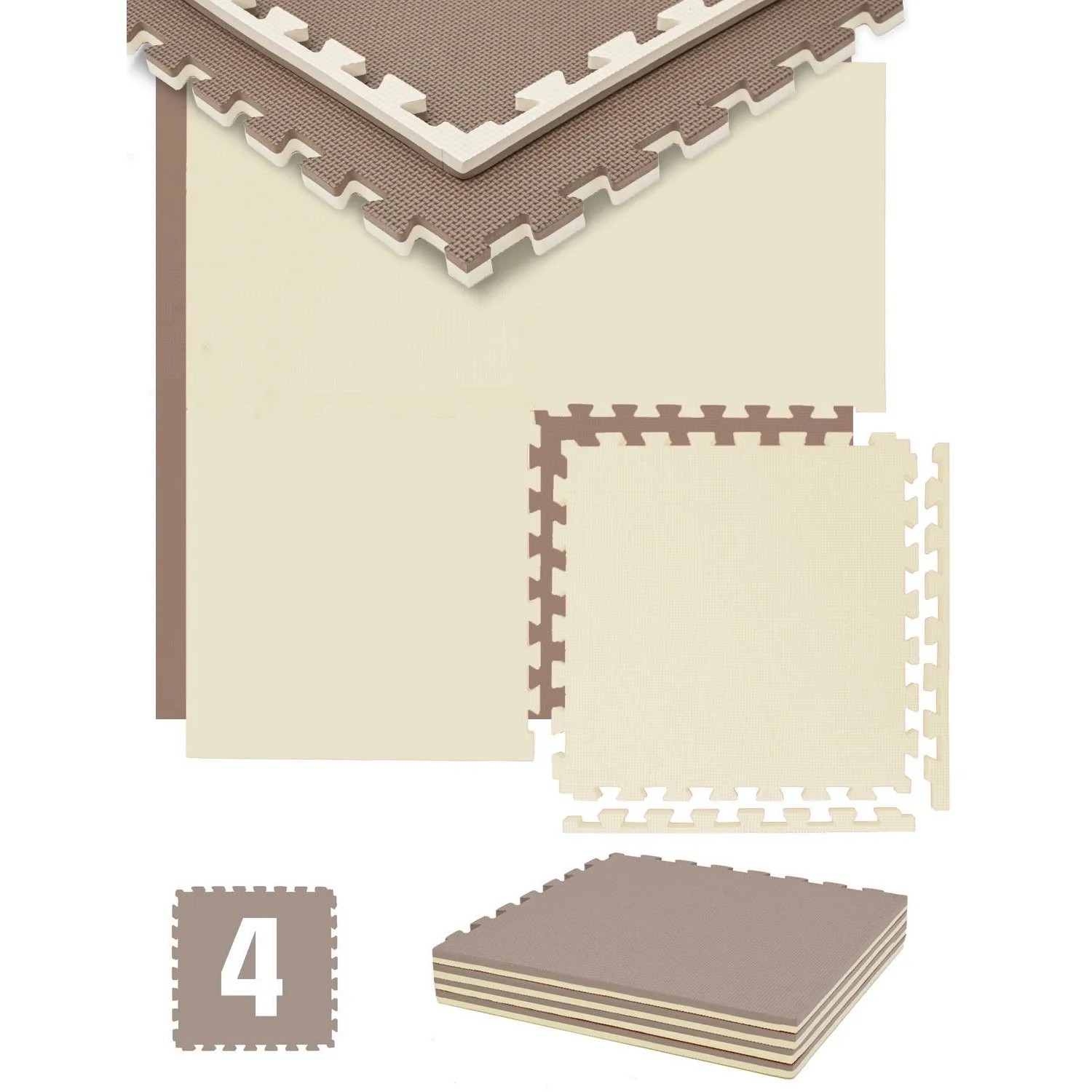 eyepower Fitnessmatte 50 x 50 x 2 cm 4er Set Beige