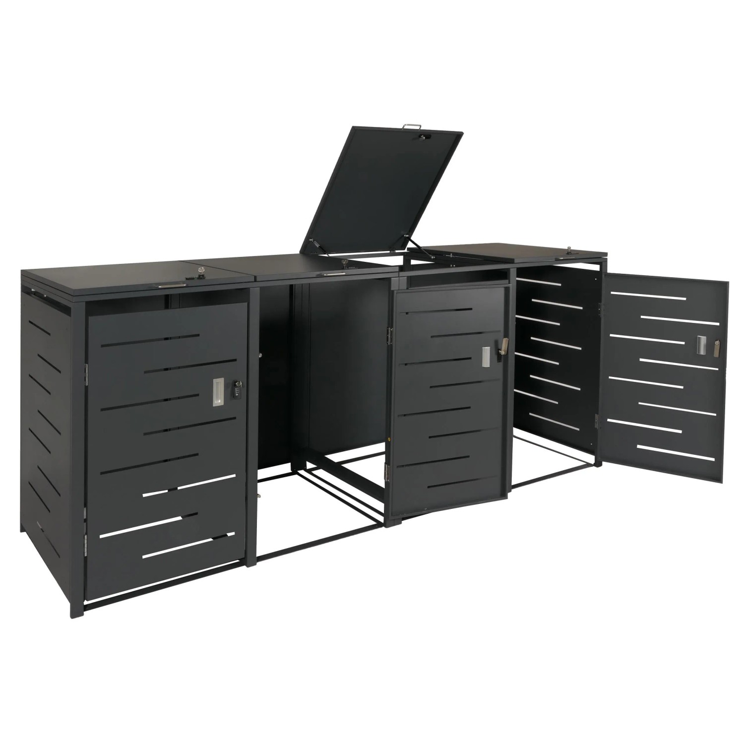 MCW 4er-Mülltonnenverkleidung E83 Anthrazit Stahl 108kg 117x263x80cm