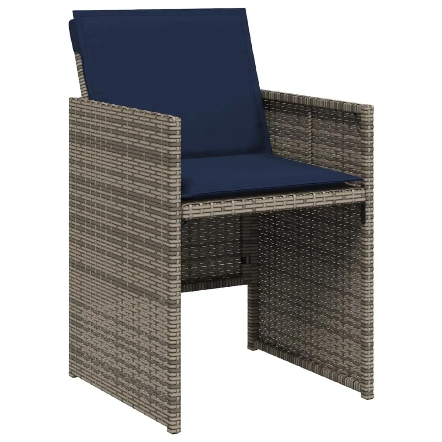 vidaXL Gartenstühle mit Kissen 4 Stk Grau Poly Rattan 4007442 günstig online kaufen