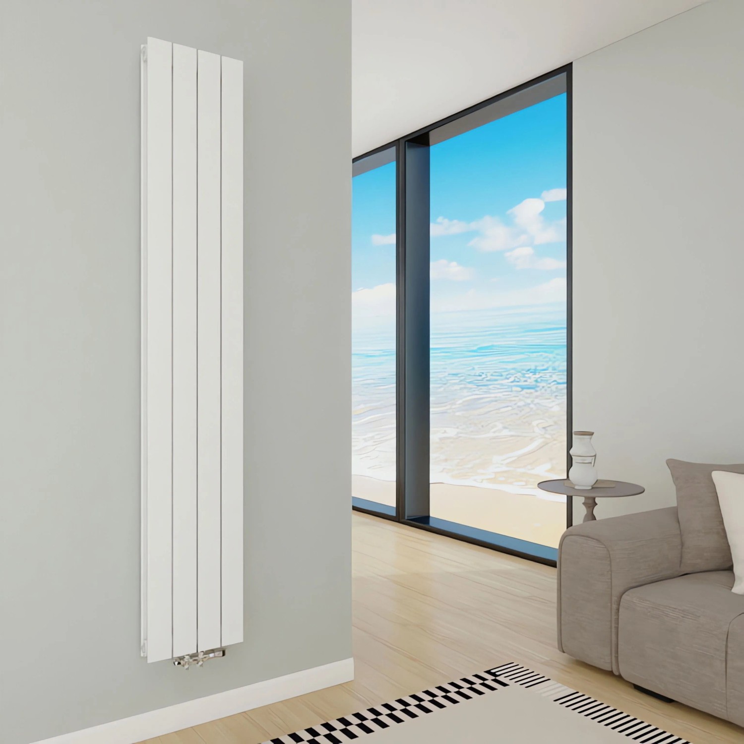 AICA Heizkörper Flachheizkörper Paneelheizkörper Vertikal 180x29cm Mittelanschluss Weiß Doppellagig 1086W