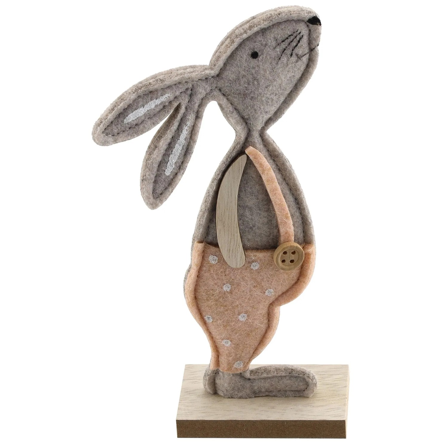 Osterdeko Aufsteller Hase aus Holz/Filz 18 cm Braun-Grau