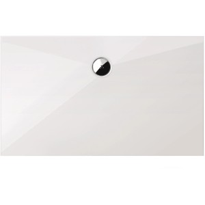 Rechteckige, extraflache Schulte Duschwanne, 120x90 cm, Alpinweiß mit Chrom Ablaufgarnitur.