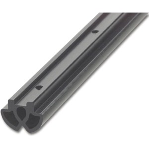 Schwarze Camar Prisma Kabelschiene aus Kunststoff, 1152 mm, mit Löchern für ordentliche Kabelführung unter Tischen.