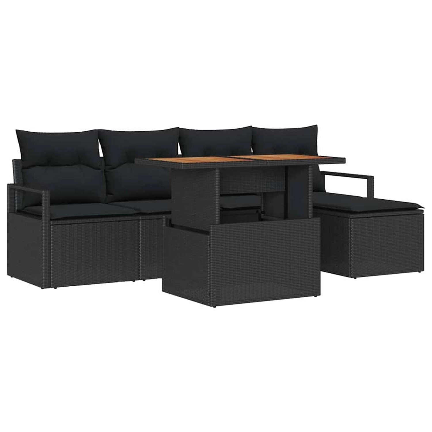 vidaXL Garten-Sofa-Set mit Speicher 6-Tlg Schwarz Poly Rattan 3358438 günstig online kaufen