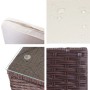 Detailansicht: Poly-Rattan Lounge-Garnitur Busto in Braun mit Creme Kissen, wasserabweisende Bezüge, Glasplatte.