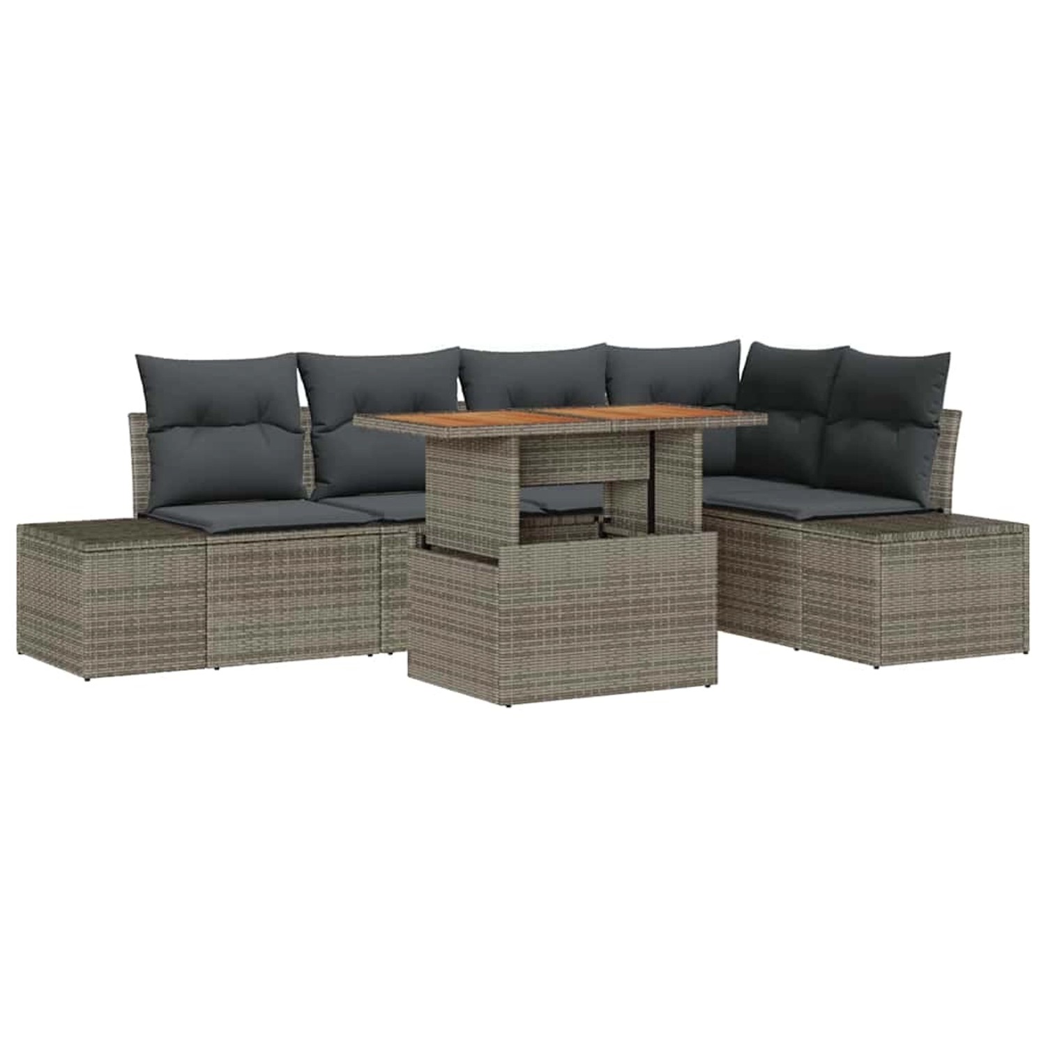 vidaXL Garten-Sofa-Set mit Speicher 6-Tlg Grau Poly Rattan 3358701 günstig online kaufen