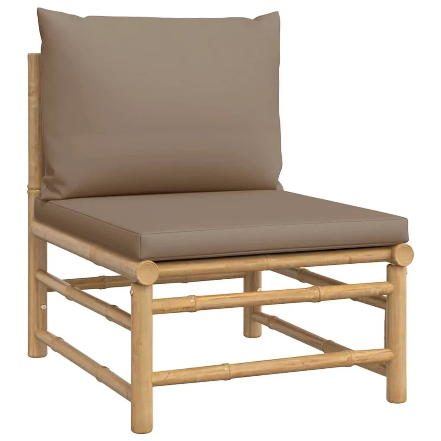 vidaXL Garten-Mittelsofa mit Taupe Kissen Bambus 362287