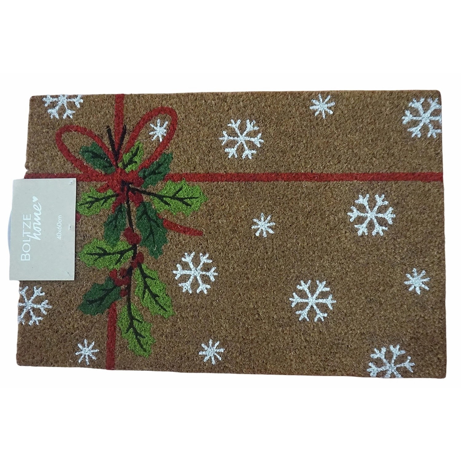 Boltze Fußmatte Julebrev Rechteck 60 cm x 40 cm x 1,5 cm Natur-Rot günstig online kaufen