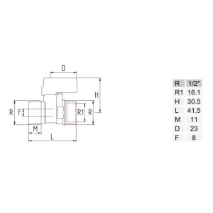 Kugelhahn 1/2 Zoll, Mini Messing Kugelhahn AG x AG, Roter Griff